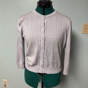 Banana Republic Light Gray Button-Up Knit Cardigan